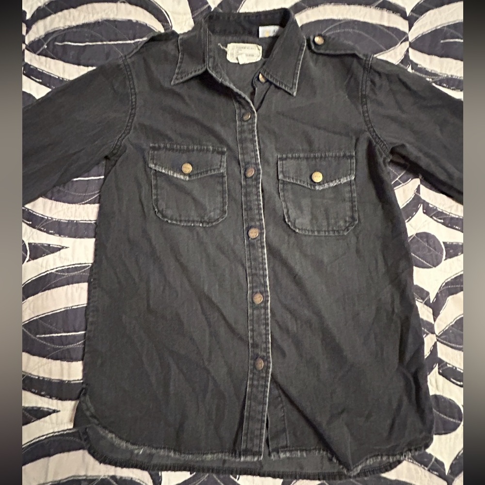 Current/Elliott Black Button Down Long Sleeve Shi… - image 2